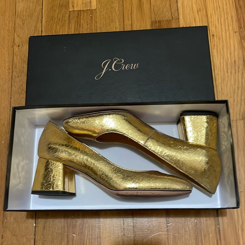 J.Crew Celia Pump (Cracked Metallic Gold)